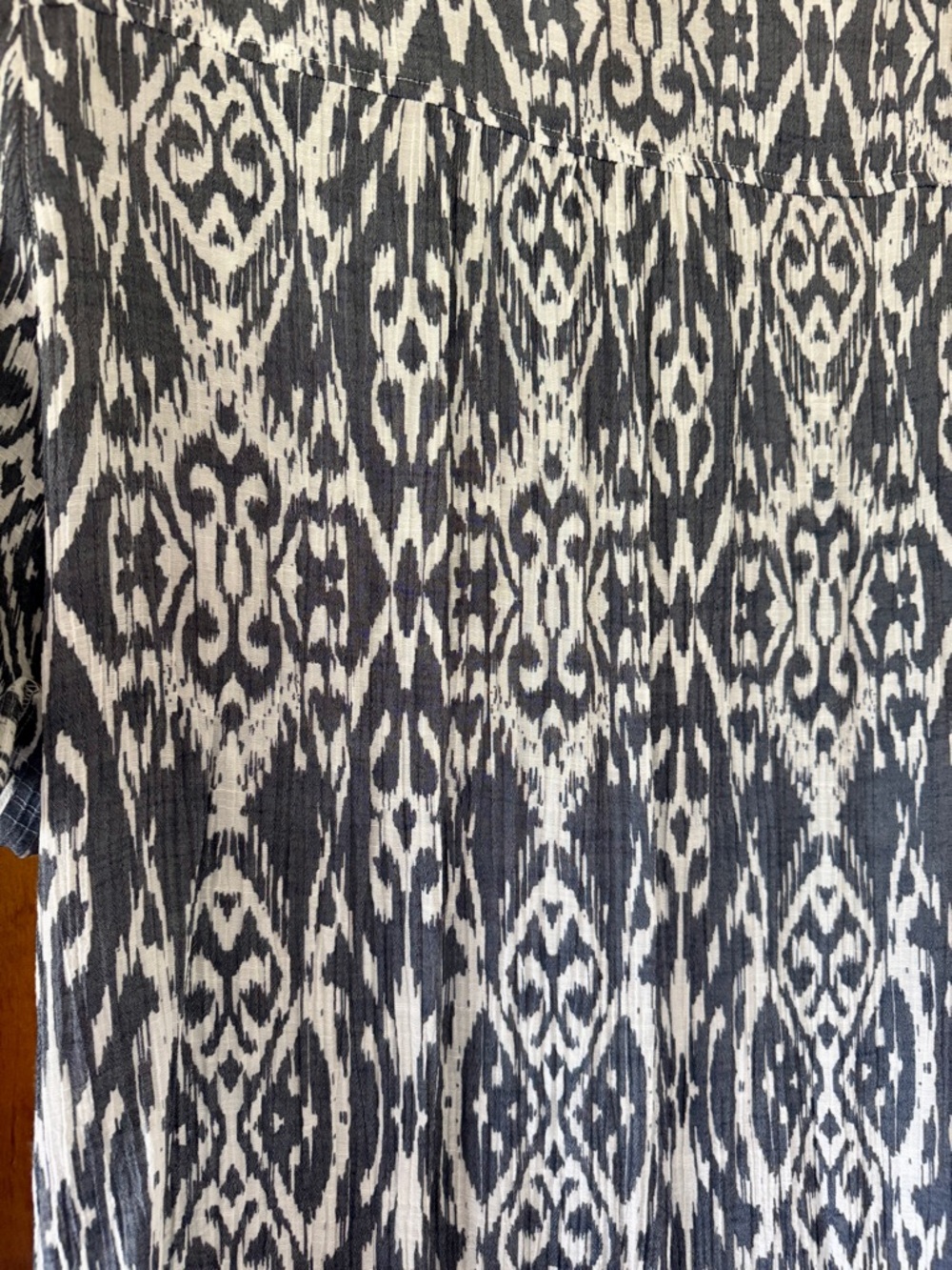 Ruby Rd. Ikat Button-Front Tunic in Gray and White - Picture 5 of 13